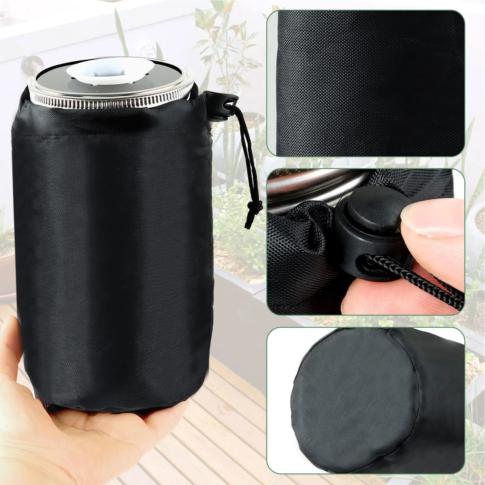 Blackout Sleeves for Mason Jars Wide Mouth Mason Jar Grow Cover Washable Sprout Jar Shade Cover with Adjustable Buckle