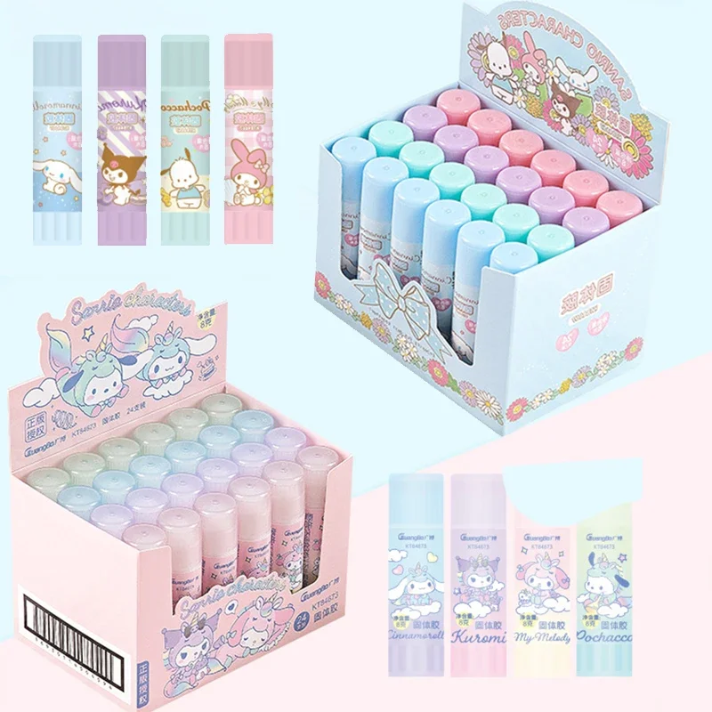 

4/24 шт. Sanrio твердый клей Hellokitty Kuromi Pachacco сверхпрочный клей в виде палочек, канцелярские принадлежности