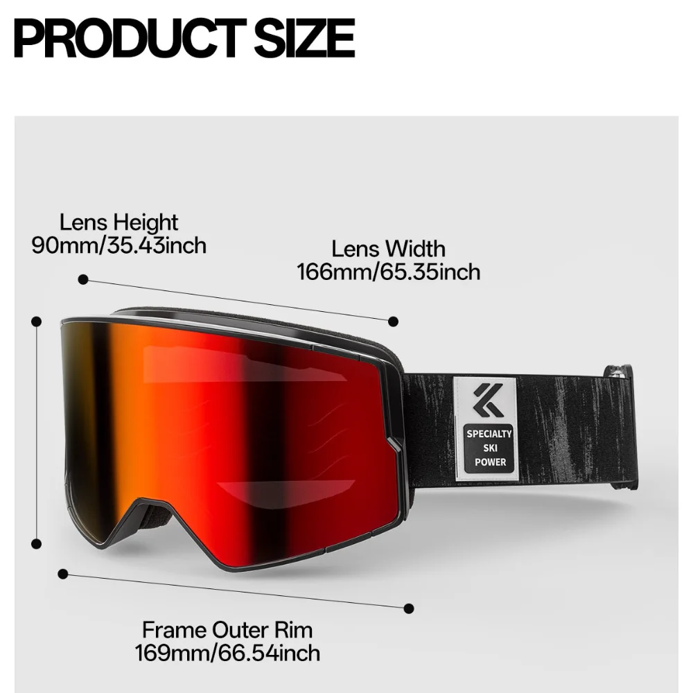 Kapvoe Snow Goggles Men Photochromic Ski Goggles Snowboard Anti-Fog Mask for Women UV400 Protection Glasses Snowmobile Winter