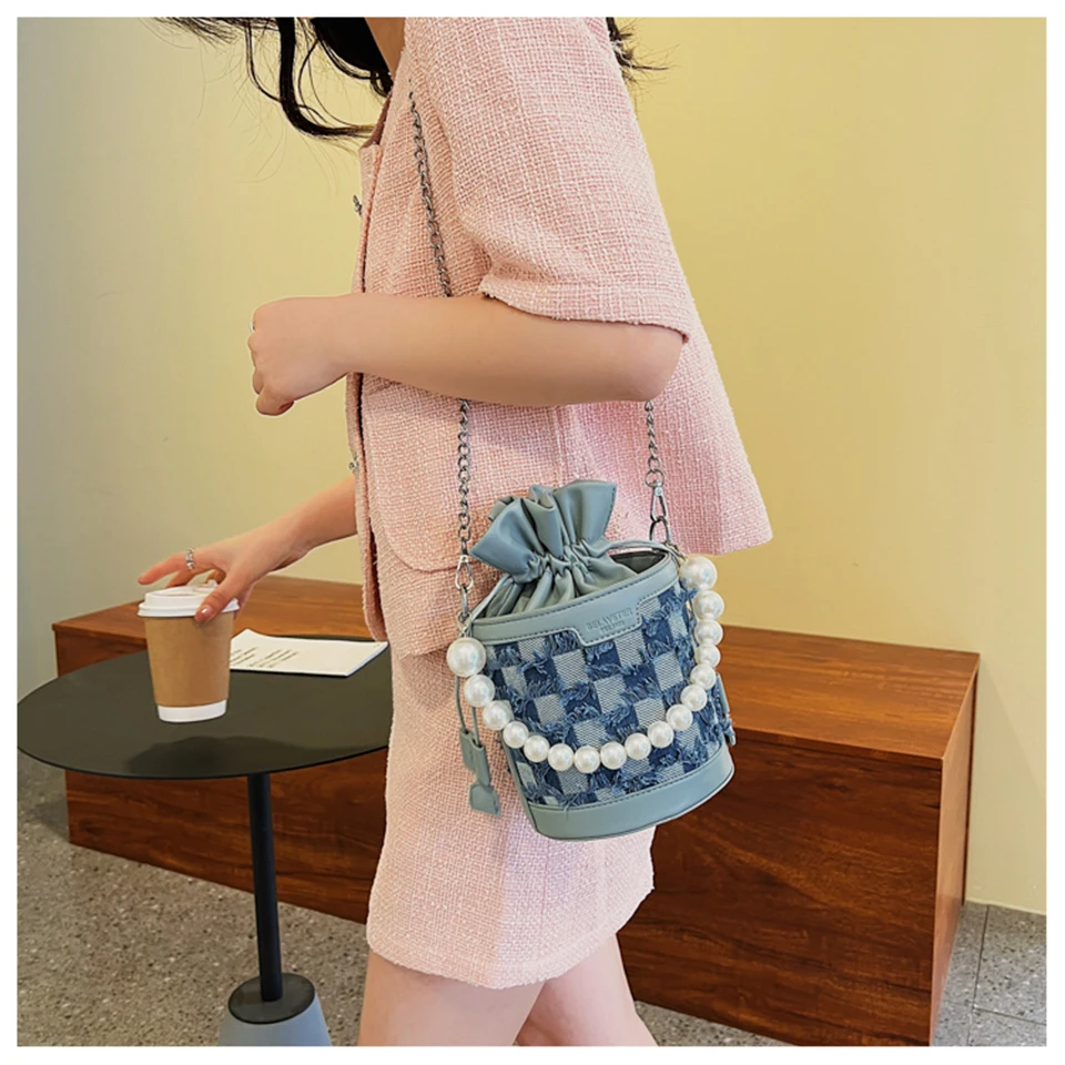 Personalized Bucket Bag 2022 New Women's Handbag Trend  Single Shoulder Cross Bag Niche Design Casual Fashion Denim Small Bag