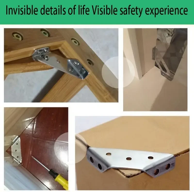 10/1set Corner Brackets Stainless Steel Furniture Angle Shelf Connector Cabinet Support Fixing Frame Corner Brace with Screw stainless steel angle bracket