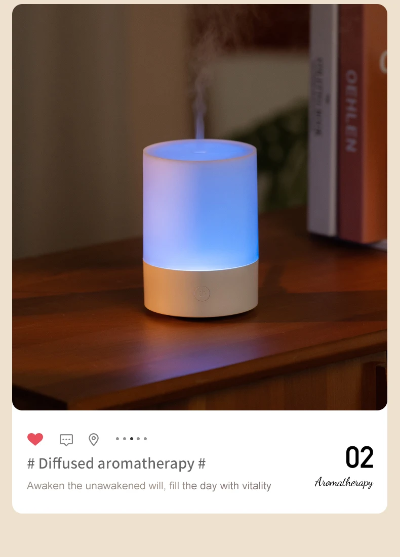 Description Picture 5 of item120ML USB Humidifier Purifier Mini Aroma Essential Oil Diffuser for Home Car Mute Mist Maker Diffuser with LED Color Lamp
