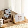 6 Inch Acrylic Picture Frame Wooden Kpop Idol Photo Display Wedding Party Picture Holder Desktop Office Photo Decor Card Holder 2