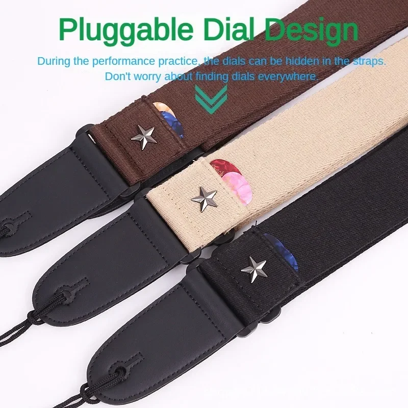 Guitar Strap Electric Acoustic Folk Guitarra Belt Straps Pick Pocket Accessories Thicken Mesh Paddles