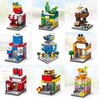 City Mini Shop Supermarket Street View Model Building Blocks Hamburger Restaurant Retail Store Bricks Architecture Friend Girl 1
