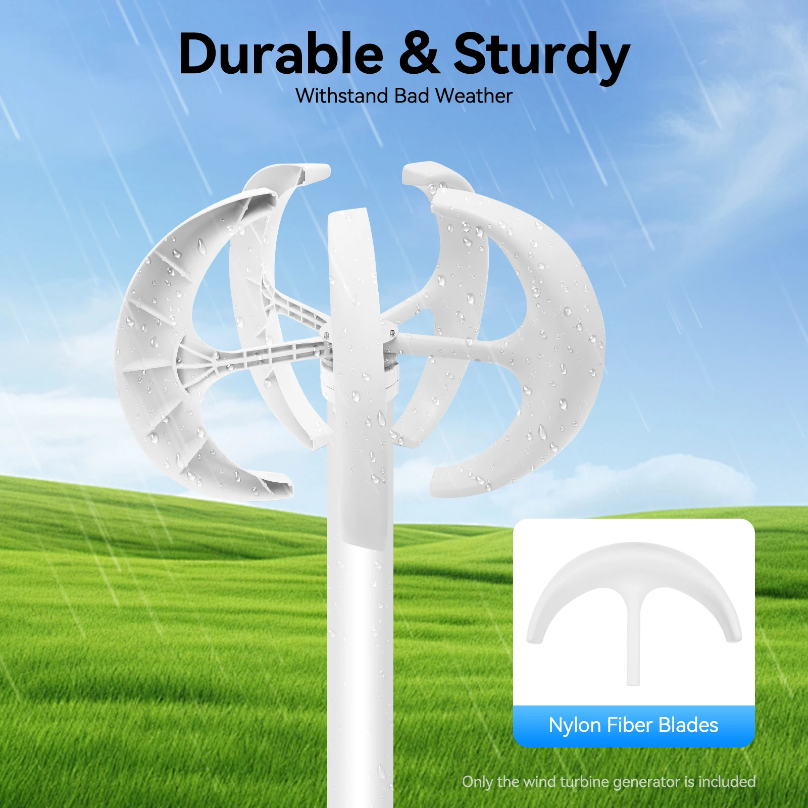 600W DC 24V 5-Blade Lantern Wind Turbine Generator Vertical Axis Wind