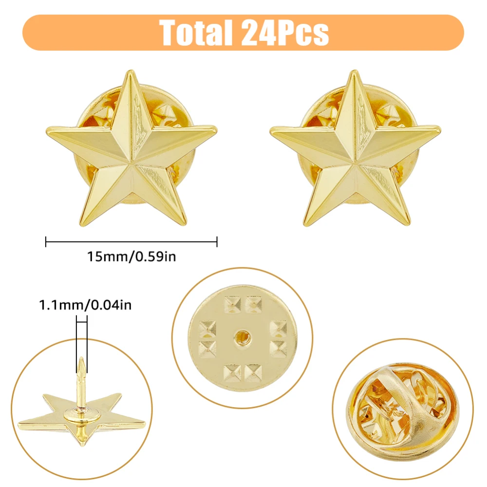 12 Piezas Insignia Estrella De Metal Para Solapa - Broche Decorativo Para Ropa, Sombrero, Mochila