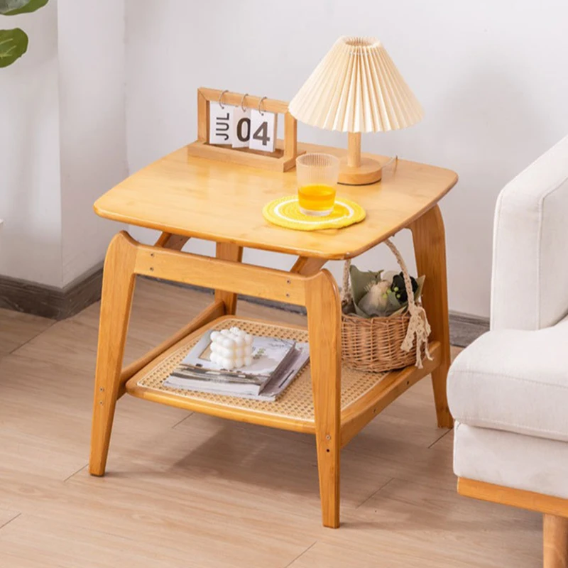 Bamboo Coffee Table Square Sofa Side Tables for Living Room Modern Bedside Table Creative Storage Center Tables Home Furniture