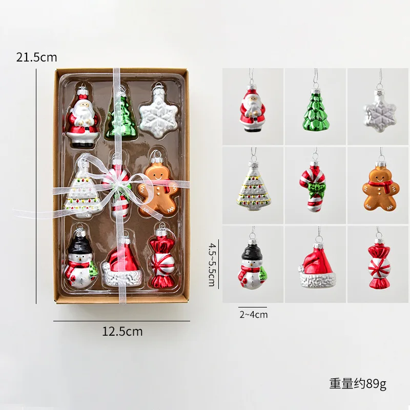 Christmas Glass Snowman Old Man Set Decoration Hanging Christmas Tree Decoration Christmas Window Living Room Decoration