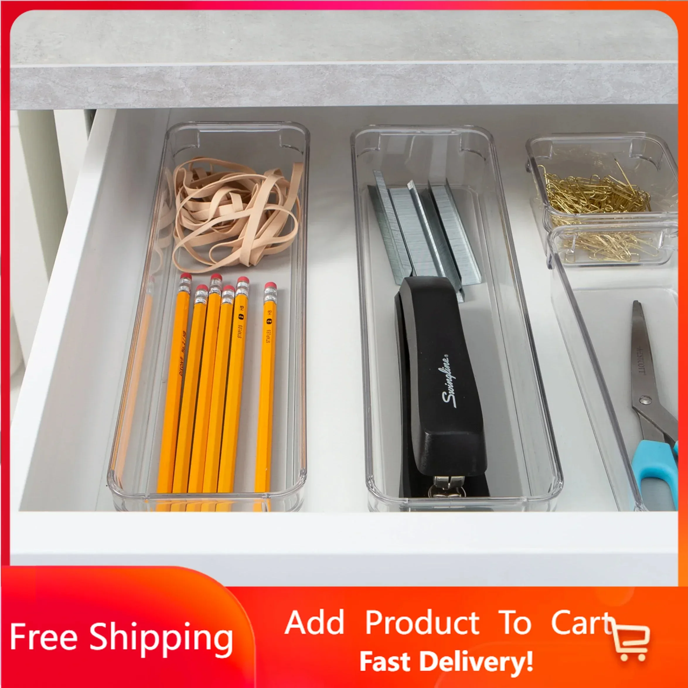 

4 Pack Multipurpose Clear Drawer Organizers, Food Storage, Container, Pantry Organizer, Kitchen Organizer, Storage Containers Ra