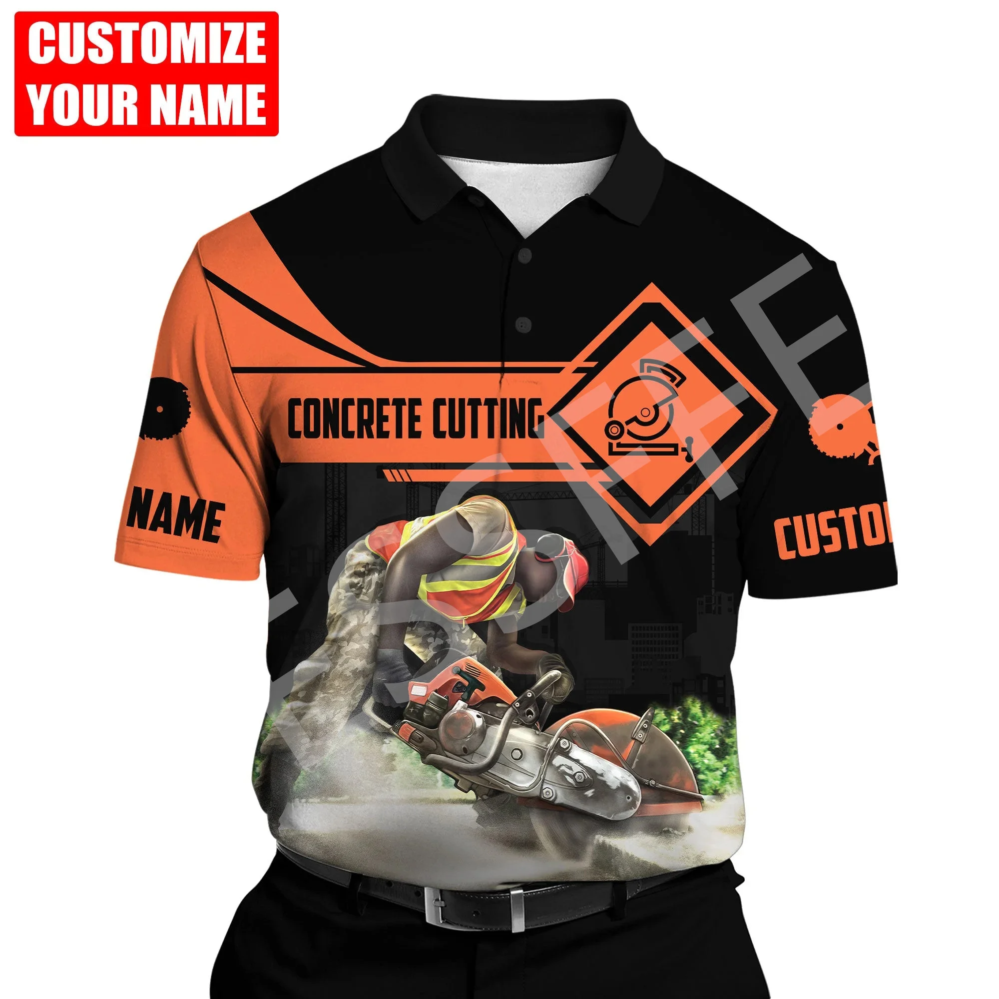 

Custom Name Cosplay Concrete Finisher Cutter Trucker Tattoo 3DPrint Summer Casual Harajuku Polo Shirts Jersey Short Sleeves X1