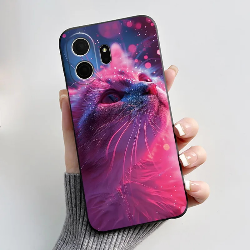 Aesthetic Cute Cat Cartoon Shockproof Silicone TPU Back Cover