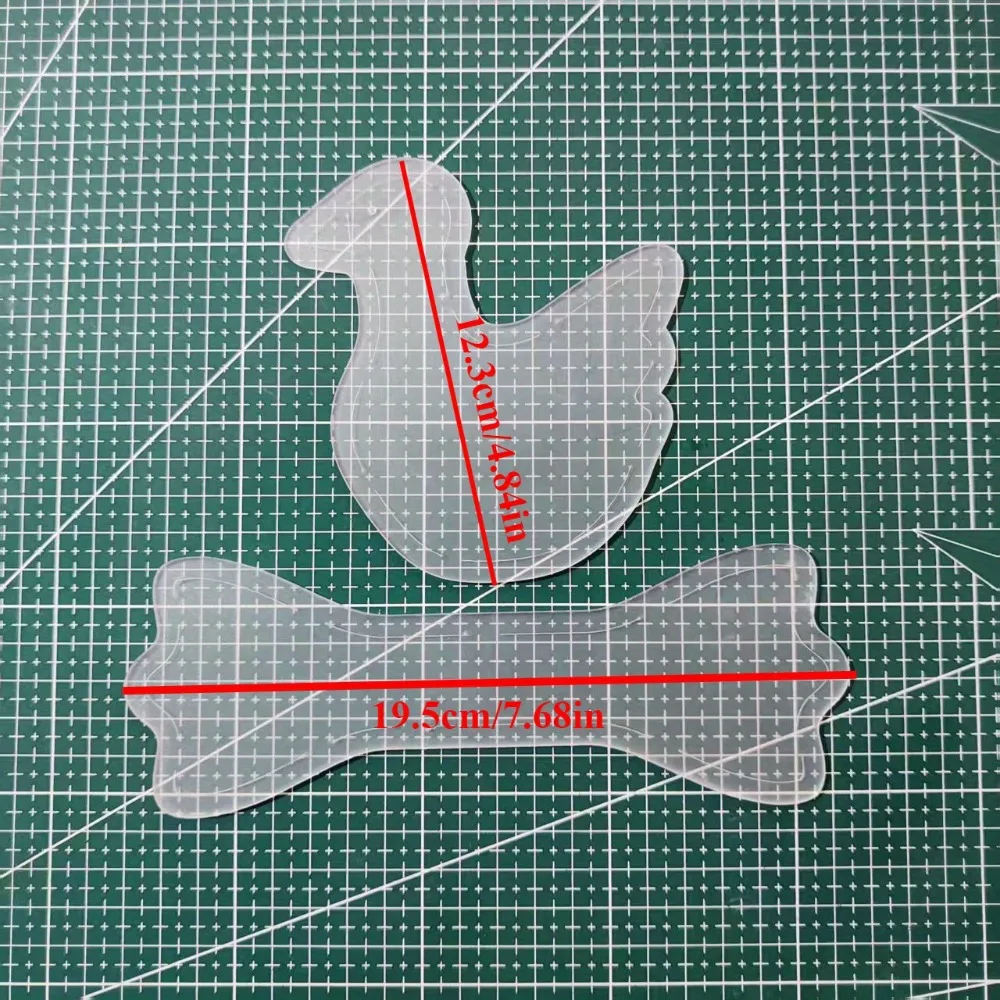 2Pcs 귀여운 활 모양 오리 인형 바느질 템플릿 세트 DIY 패치워크 플러시 장난감 만들기 수제 공예품을 위한 아크릴 거위 스텐실 자