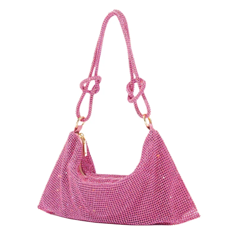 

Full Crystal Knotted Rhinestone Bag Pink Silver Black Golden Sparkly Designer Inspired Wedding Purse Rhinestone Handbag