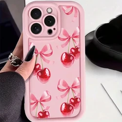 Elegant Wine Red Cherry Pattern Shockproof Phone Case - Premium Silicone Cover - iPhone 14 Plus (1)