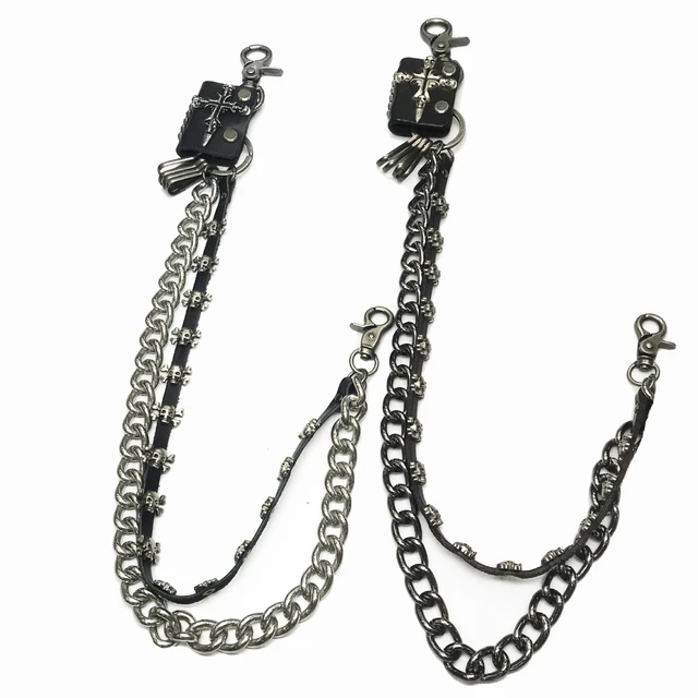 Men Wallet Chain Black Metal Jeans Biker Bullet Guns Links Motorcycle  Accessory