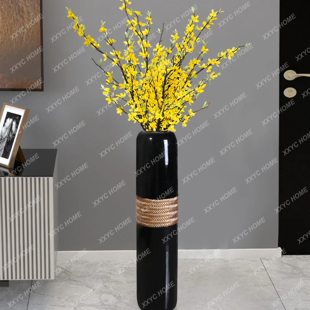 

European-Style Floor Vase Modern Minimalist Living Room Entrance Flower Arrangement Decoration Ceramic Floral Flower Decoration