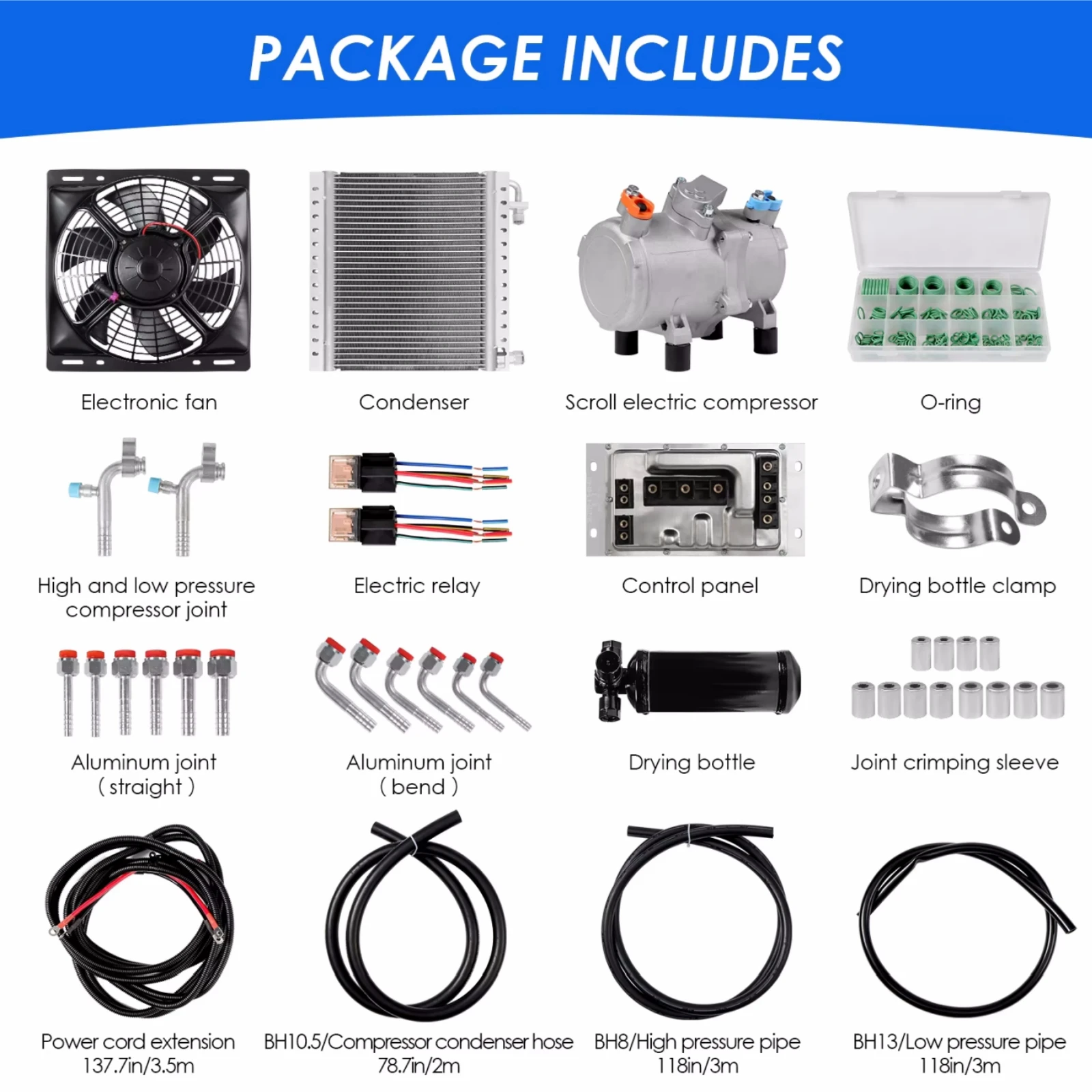 RV65F 12V/24V car electric A/C roof evaporator kit system assembly, for RV, truck, excavator, van, camper, agricultural vehicle