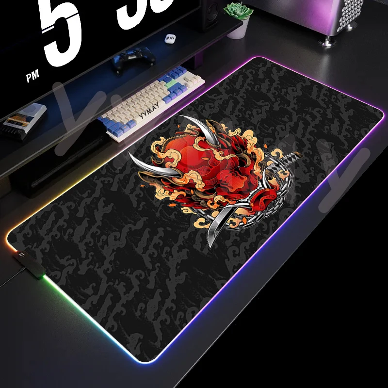 Alfombrillas de ratón LED para videojuegos, diseño de pulpo, alfombrilla de escritorio con retroiluminación grande, 39,3x19,6 pulgadas, alfombrilla para jugador RGB, alfombrilla luminosa para ratón