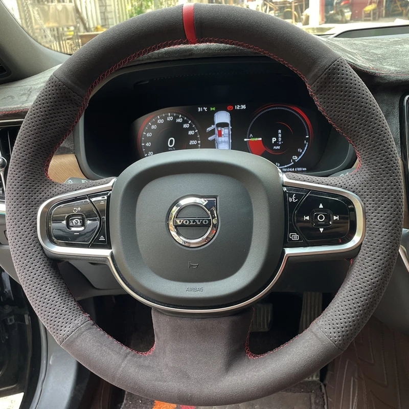 Customize Diy Soft Suede Leather Car Steering Wheel Cover For Volvo S90