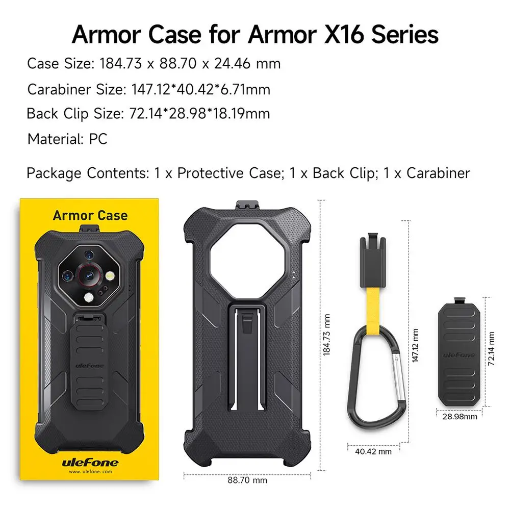 Durable Back Clip Phone Case with Carabiner Attachment