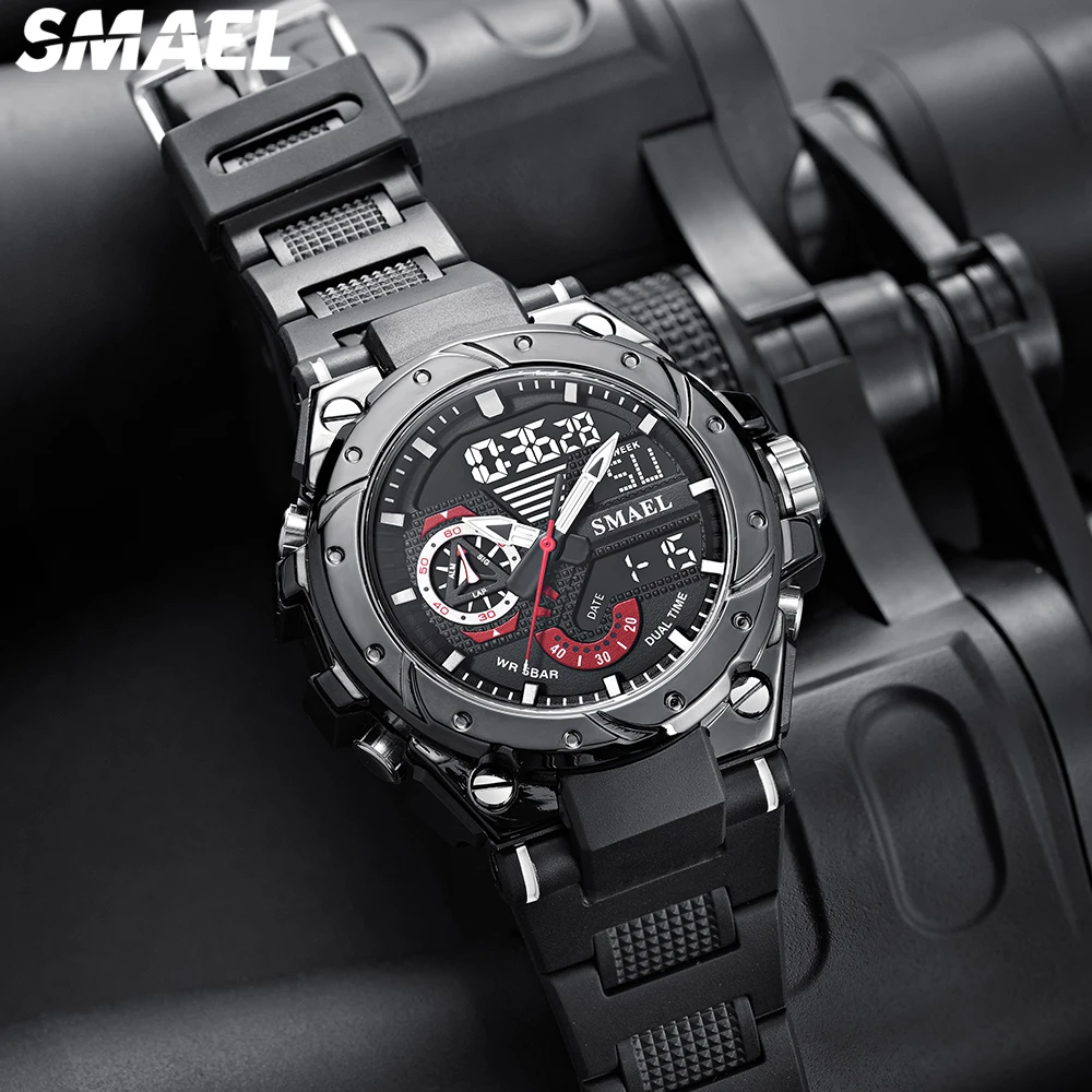 SMAEL 8060 Fashion Brand Alloy Watch Men's Multi functional Cool Dual Display Outdoor Waterproof Electronic Watch 2