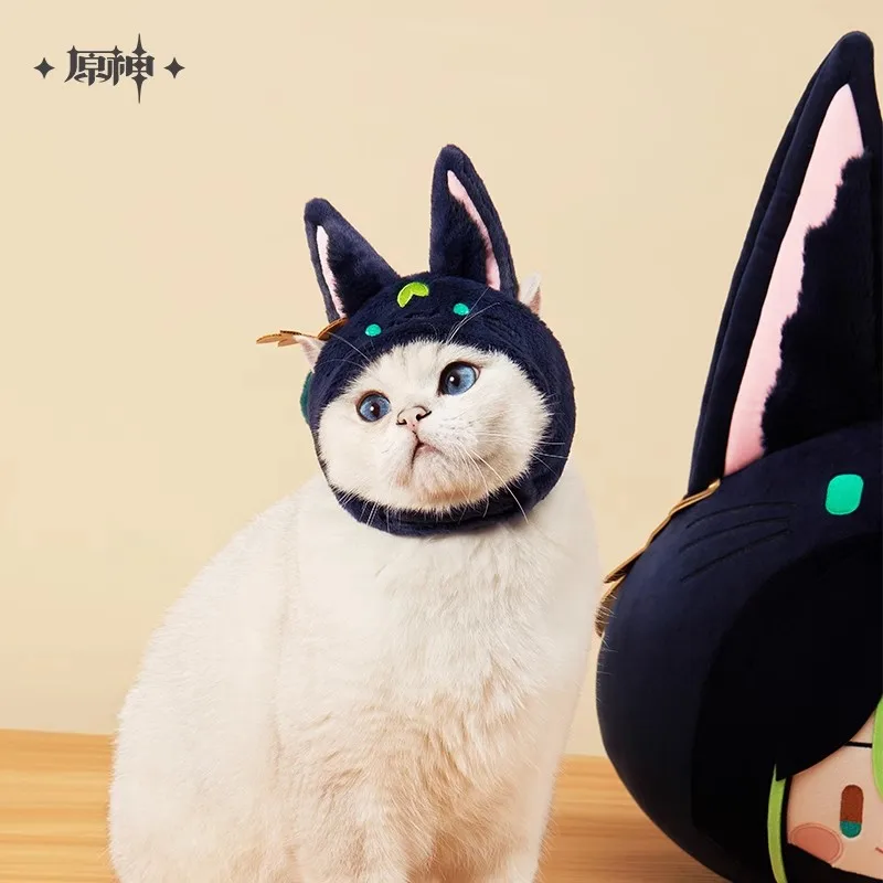 [Genuine] Game Genshin Impact Teyvat Zoo Plush head cover Anime Cosplay Diy Cat Hat Wriothesley Miko Xiao Childe Cute Hat Gift