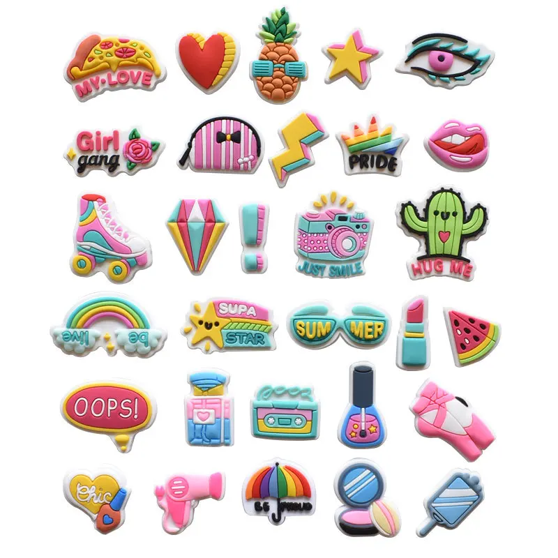 

1pcs Pins for Shoe Charms Shoes Accessories Pink Decoration Jeans Women Clogs Buckle Kids Favors Men Badges Boy Girl Gift
