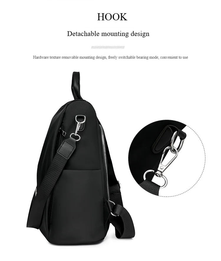 Weiblicher 2024 neuer Trend Oxford-Stoff leichter atmungsaktiver modischer lässiger Damen-Diebstahlschutz-Rucksack_voghion.com