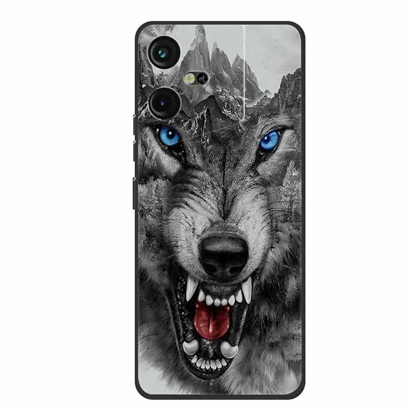 Luxury Soft Silicone TPU Phone Back Cover with Animal Wolf Design