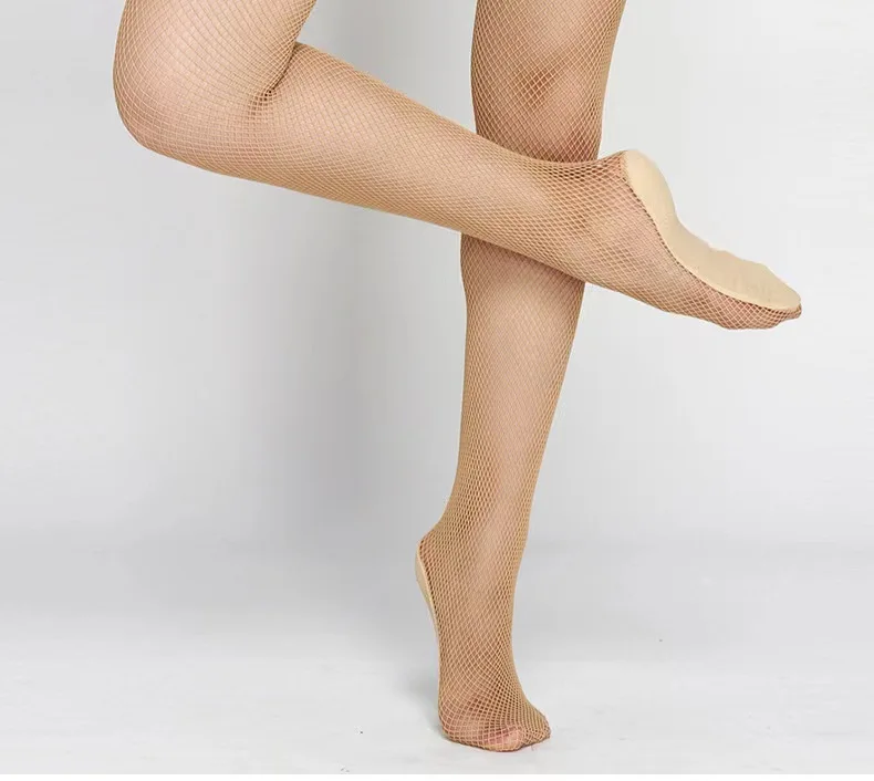 Professional Hard Mesh Tights Latin Dance Fishnet Stockings Competition Special Pantyhose Sole Non Slip Bone Line Oxford Socks