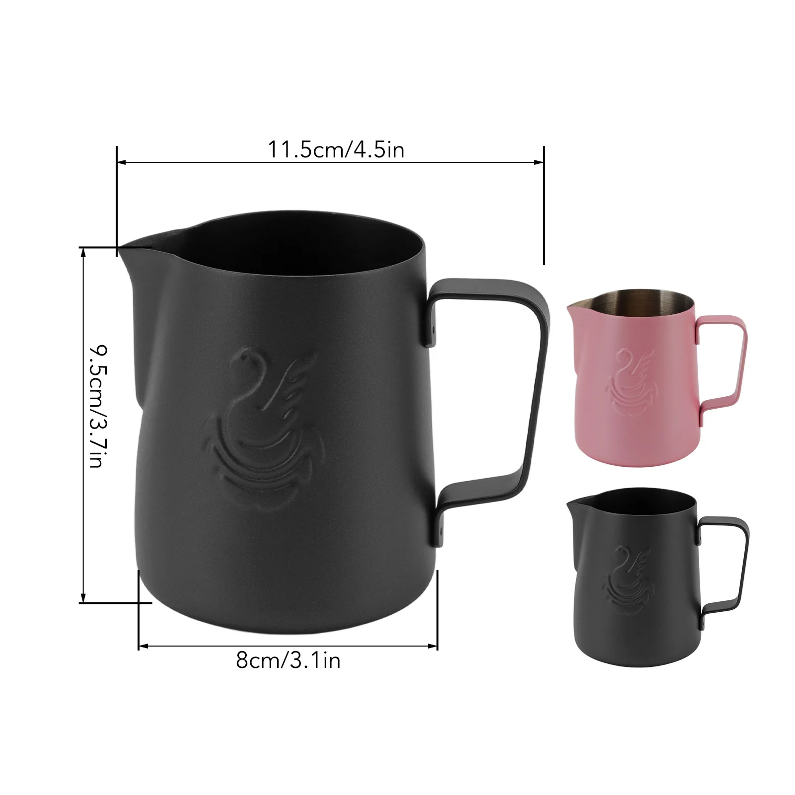 380ml Milk Steaming Frothing Pitcher Stainless Steel Non-Stick Milk Jug Pull Flower Cup Perfect for Coffee Cappuccino Latte Art milk frother jug,milk frothing jug