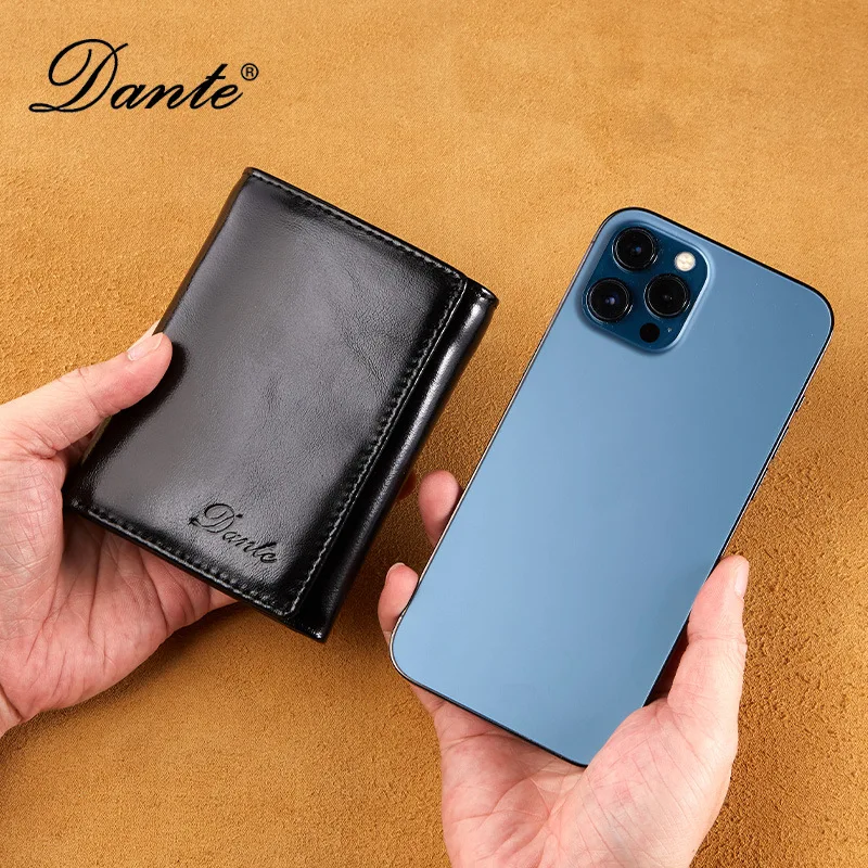 Vintage Oil Waxed Genuine Leather Men's Wallet RFID Blocking Large Capacity Multi Card Slots