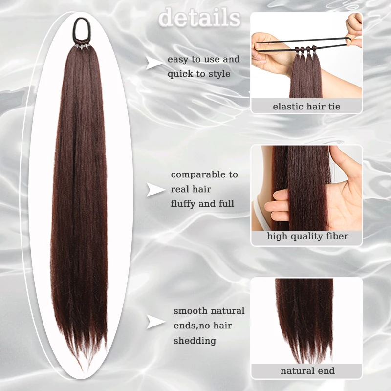 Synthetic Long Hair Ponytail Extensions Wig for Braiding 28inches Straight Ponytail Hairpiece with Hair Tie for Women Daily Use