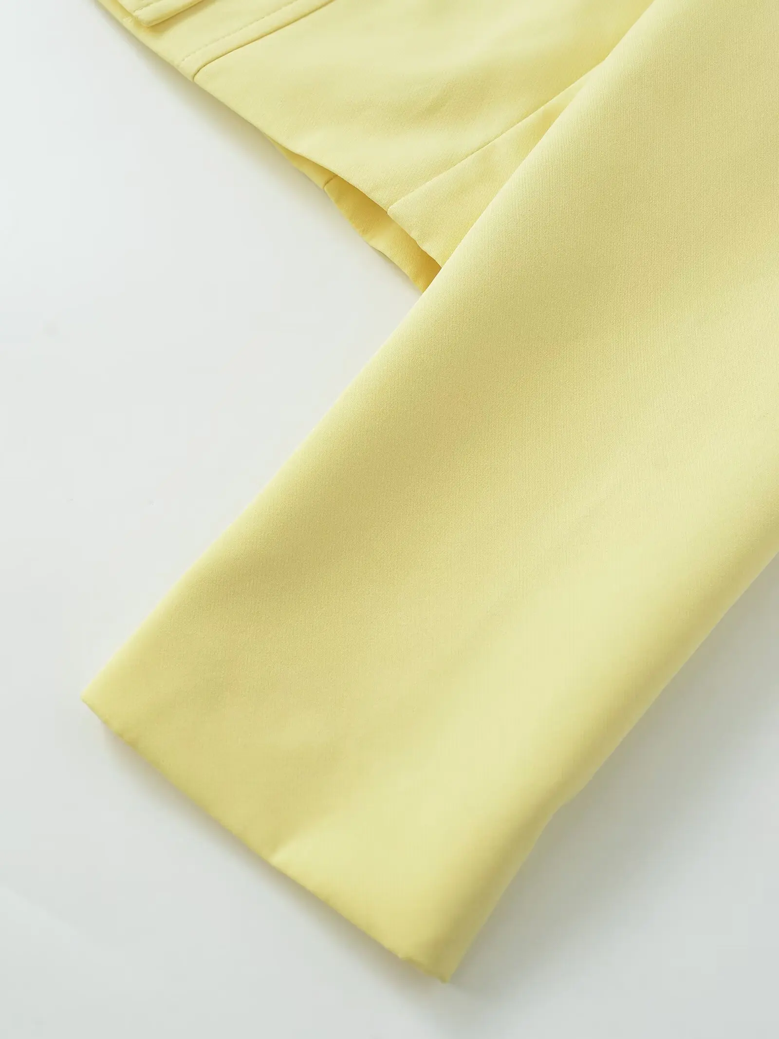 Women Spring Autumn Yellow Double Breasted Short Blazers Coat  Female Long Sleeve Turn-Down Collar Elegant Jackets Streetwear