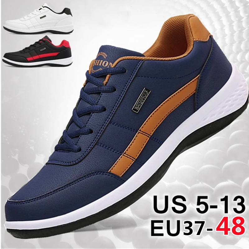 

Men Sneakers Fashion Casual Shoes Breathable Lace Up Vulcanized Shoes Spring Leather Shoes Men Zapatos Chaussure Homme Plus Size