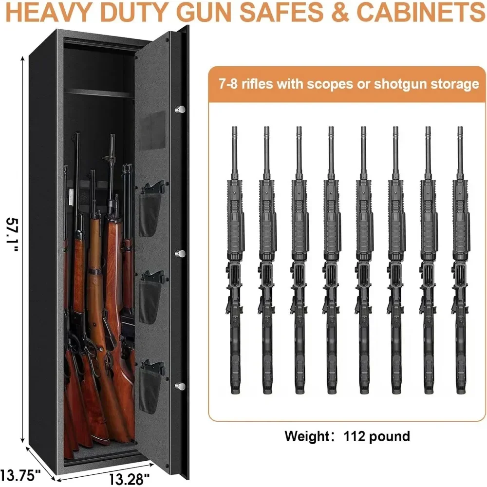 Tools Packaging Fireproof Biometric Gun Cabinet, Large Long Gun Safe for Rifles and Shotguns, with Detachable Gun Rack Tools 3