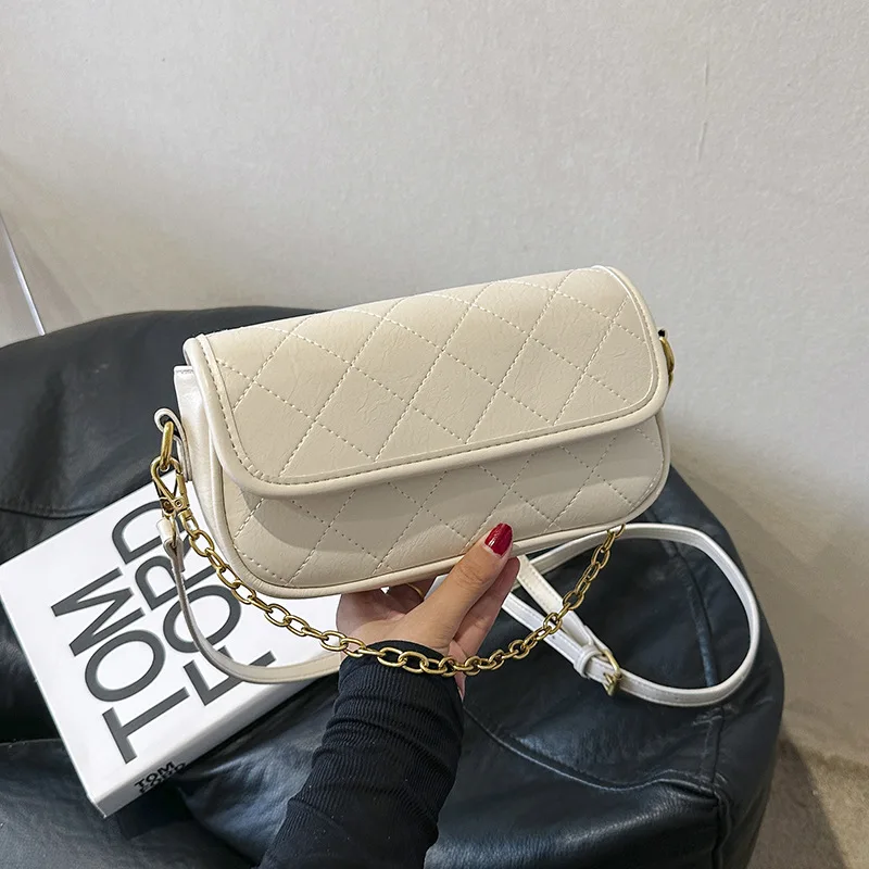 

2023 autumn and winter new style style bag bag single shoulder cross-body bag texture chain armpit bag fashion rhombus small bag