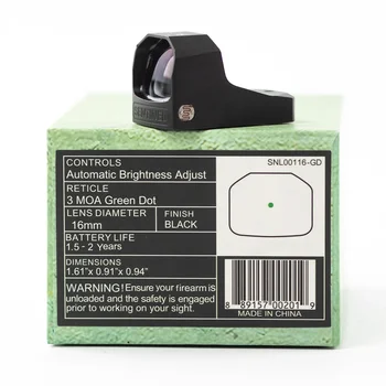 Sentinel 1x16 Compact Reflex 3 MOA Red Dot Sights RMSC Footprint Shake Wake Motion Sensing Manual Brightness for Glock 43X MOS 3