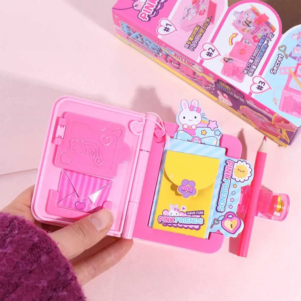 Pink Rabbit Children's Secret Notepad Cartoon Toys With Lock Kids Writing Notebook Stationery Kawaii Student Diary Handmade DIY