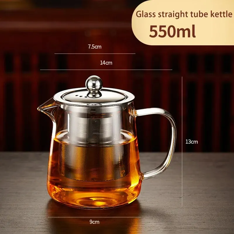 Transparent Glass Teapot 1Pc Including Stainless Steel Filter Liner Resistant to High Temperatures Suitable for Making Tea glass teapot,glass tea pot,tea pot