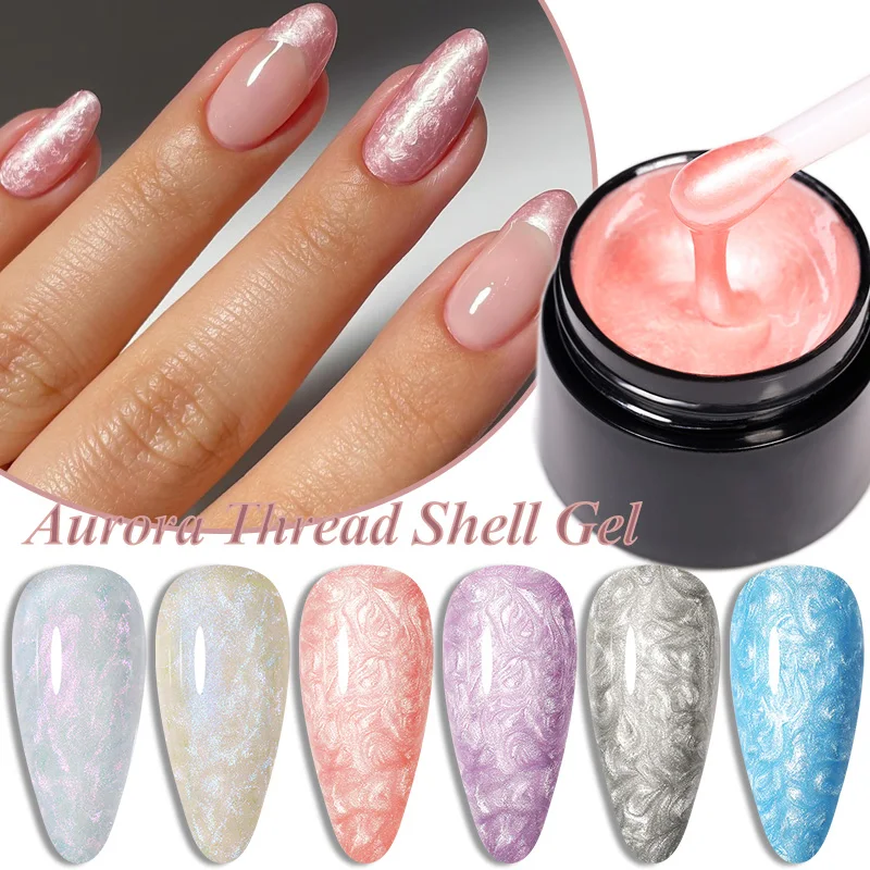 LILYCUTE 7ML 3D Auroras Shell Nail Gel Polish Shiny Glitter Pearl Shell Thread Semi Permanent Manicure For Soak Off UV LED Gel