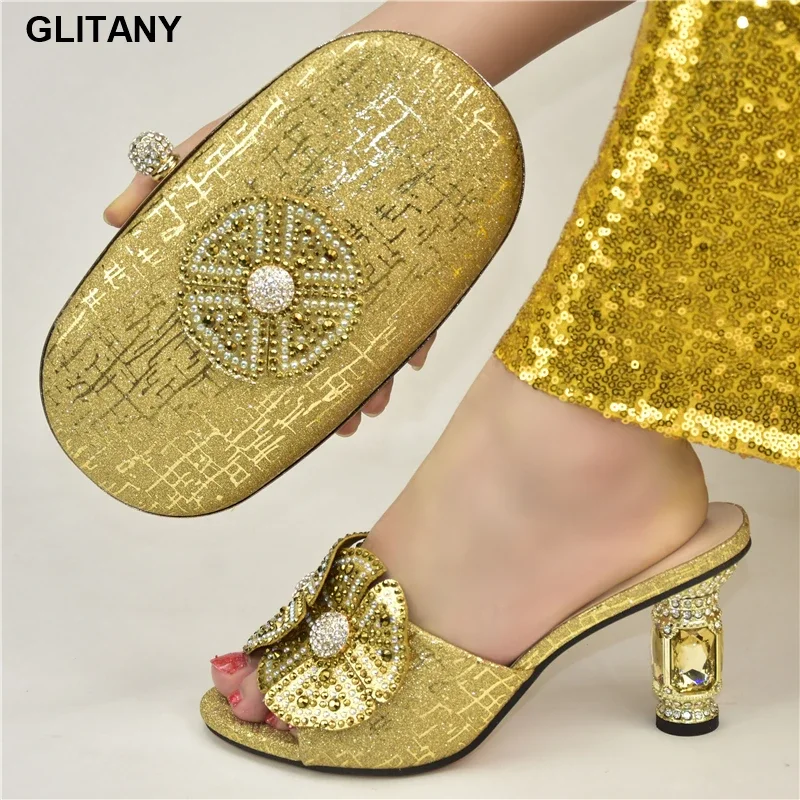

New Arrival Italian Women Shoes and Bag Set Decorated with Rhinestone Wedding Shoes for Women Bride 2023 Fashion Women Pumps