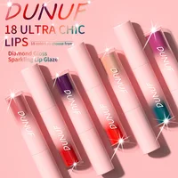 DUNUF18 Diamond Glitter Liquid Lip Balm Lasting Non-Stick Cup Waterproof Metallic Shimmer Matte Full Color Lip Gloss 2