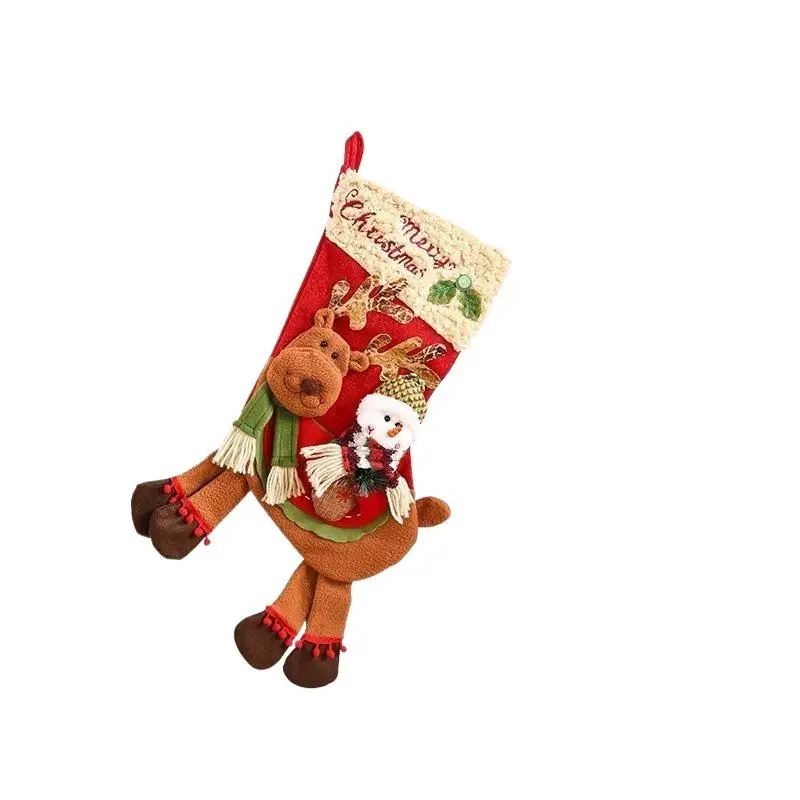 1PC 2026 2 Styles Christmas Large Boots Christmas Tree Decorations Candy Bag Santa Claus Elk Snowman Christmas Sock