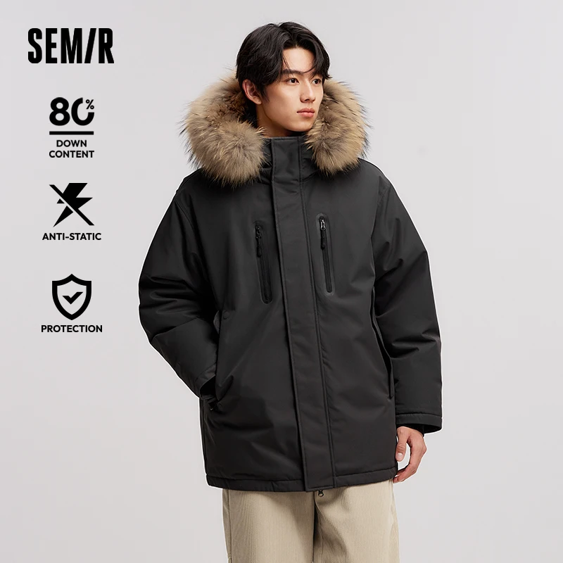 Semir Down Jacket Men Windproof Three-Resistant Antistatic Winter Clothing Hooded