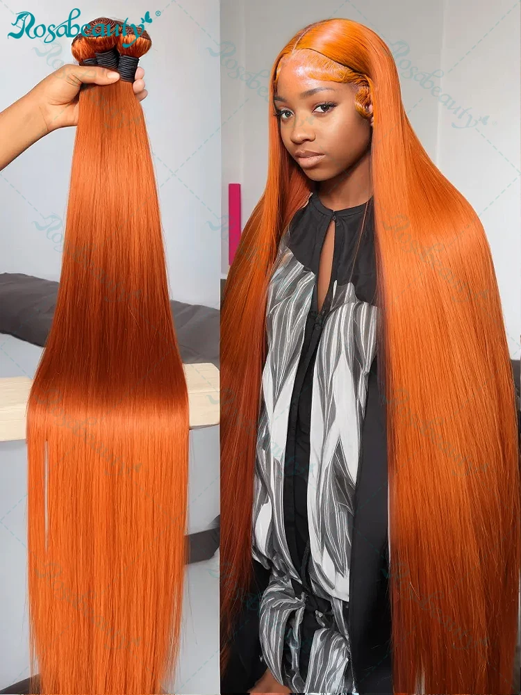 #350 Color Straight Hair Weave Bundles Brazilian Hair Ginger Orange Bundles Colored Human Extensions For Women
