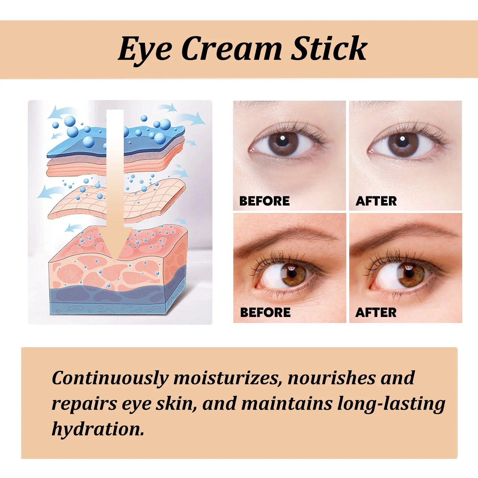 1/2/4 Stück Schnecken-Augencreme-Stick, Kollagen, feuchtigkeitsspendende Augenbehandlung für Augenringe, reduziert Schwellungen und Falten, Creme, Augenpflege – Detail 9