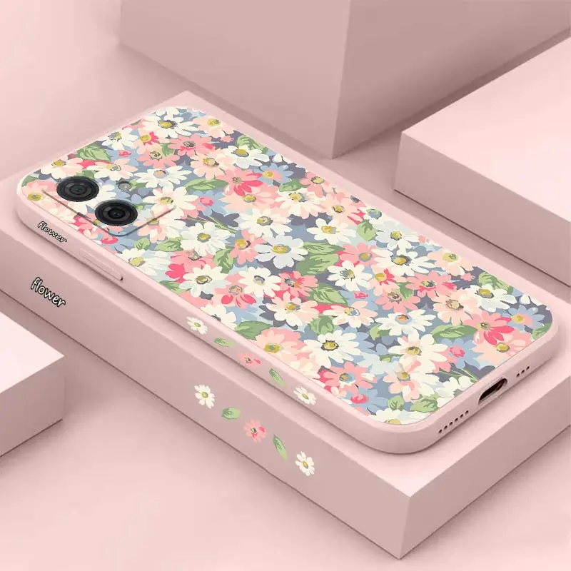 Elegant Canvas Flower Silicone Phone Case Cover