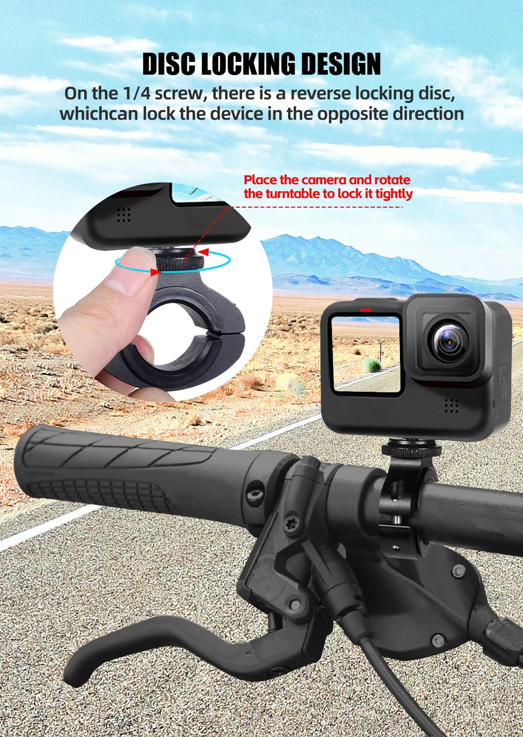 Aluminum Alloy Bike Bicycle Handlebar Mount for GoPro Hero13 10 9 8 7 1/4 Screws